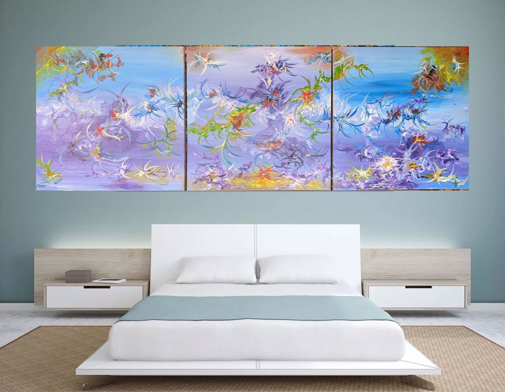 Violet Energy, acrylic on canvas 24x72 inch, 61.5x184.5 cm, SKU 1203 