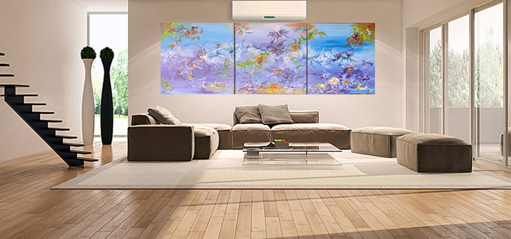 Violet Energy, acrylic on canvas 24x72 inch, 61.5x184.5 cm, SKU 1203 