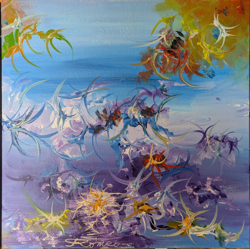 Violet Energy, acrylic on canvas 24x72 inch, 61.5x184.5 cm, SKU 1203 