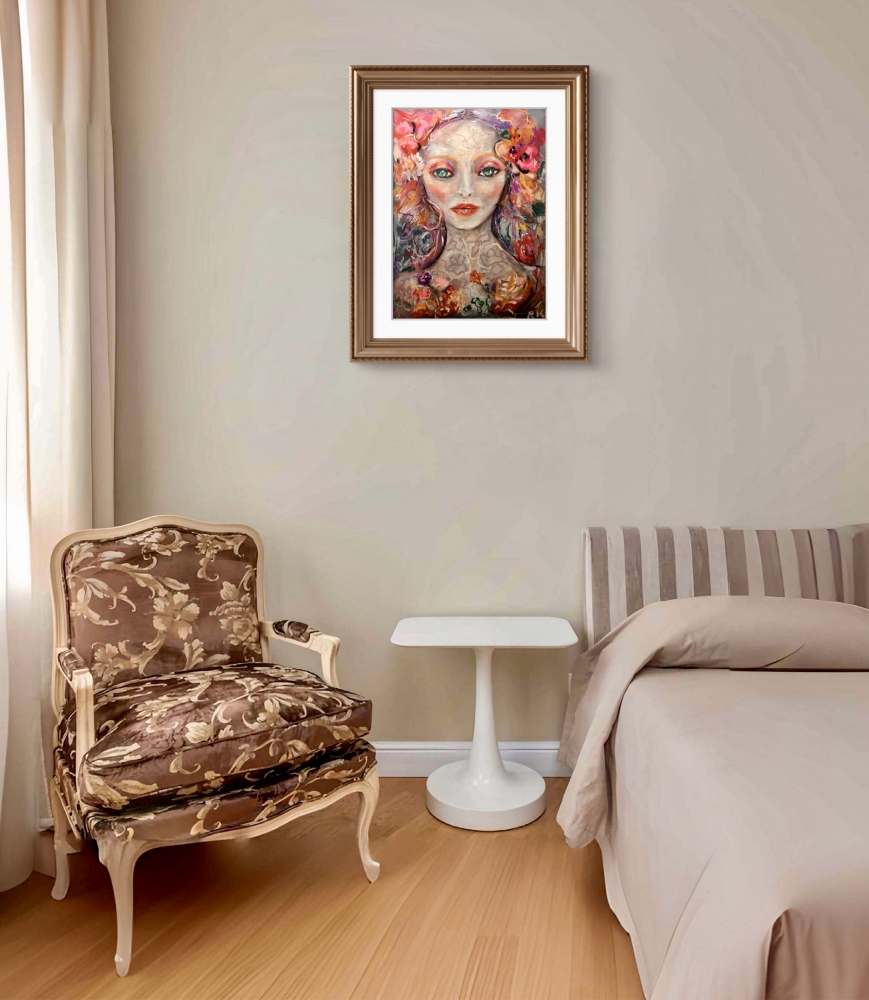 The Flowered Silence – Expressive Female Portrait