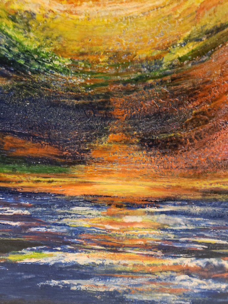 The panoramic night, organic beeswax on plywood, 32x48 inch, SKU 2008