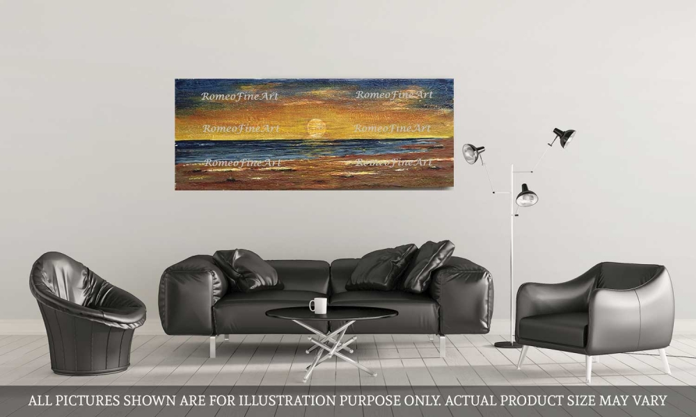 Seascape Ontario Lake, organic bees-wax on plywood, 24Hx58Lx1w inch, SKU 2011