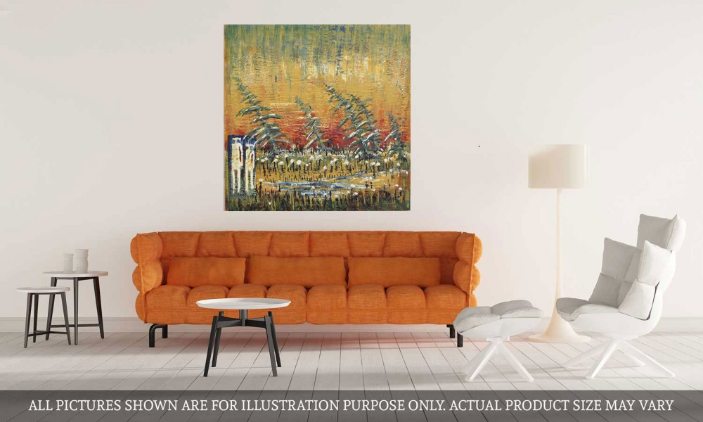 Landscape, Me, you and the fall, Muskoka Lake, ontario, Landscape, organic bees-wax on plywood, 30X30 inch, (76x76 cm) SKU 2012 