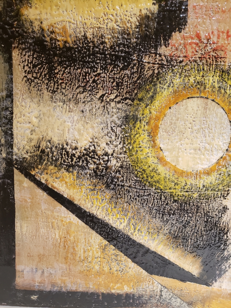 Two ... black and gold, organic bees-wax on plywood, 24Hx48LX1W inch, SKU 2013 