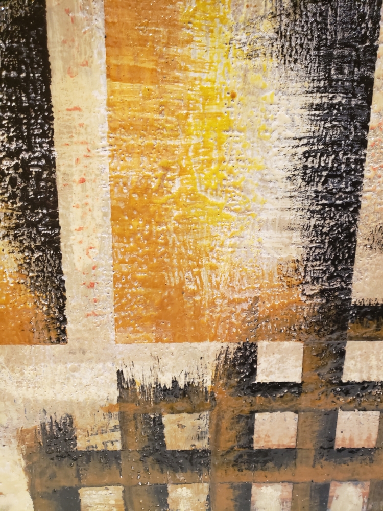 Two ... black and gold, organic bees-wax on plywood, 24Hx48LX1W inch, SKU 2013 