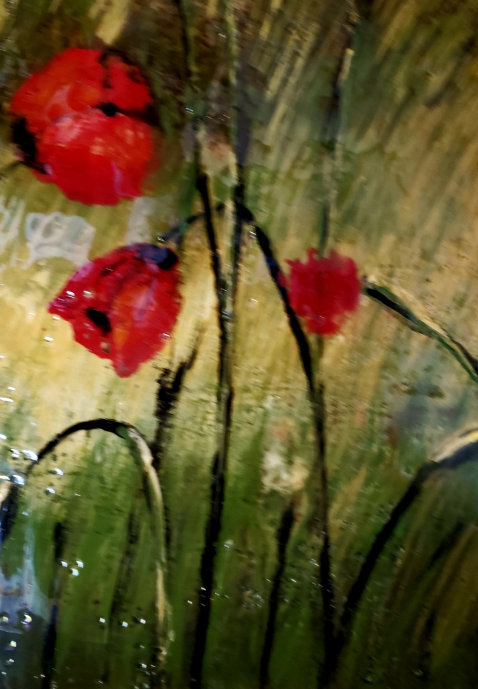 Landscape, poppy seeds, organic bees-wax on plywood , 24X36 inch, SKU 2015