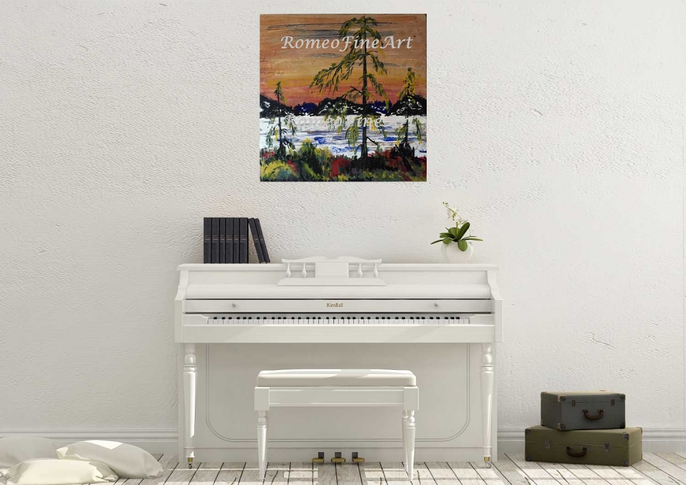 Landscape, in ontario, bees-wax on plywood, 24X24 inch Sku 2018  