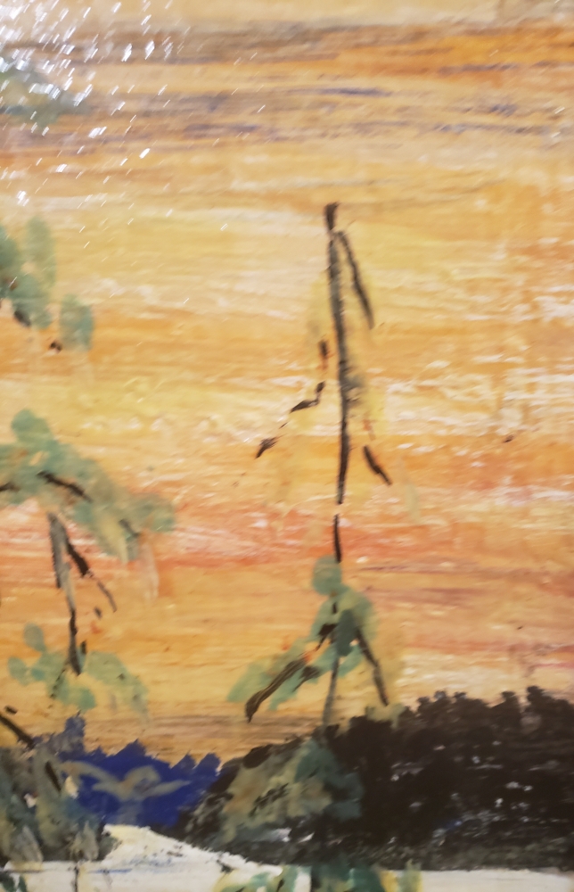 Landscape, in ontario, bees-wax on plywood, 24X24 inch Sku 2018  