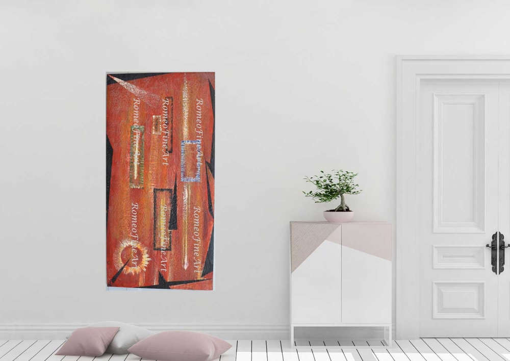 The basic of abstract, geometry, organic bees-wax on plywood 24X48 inch, SKU 2020