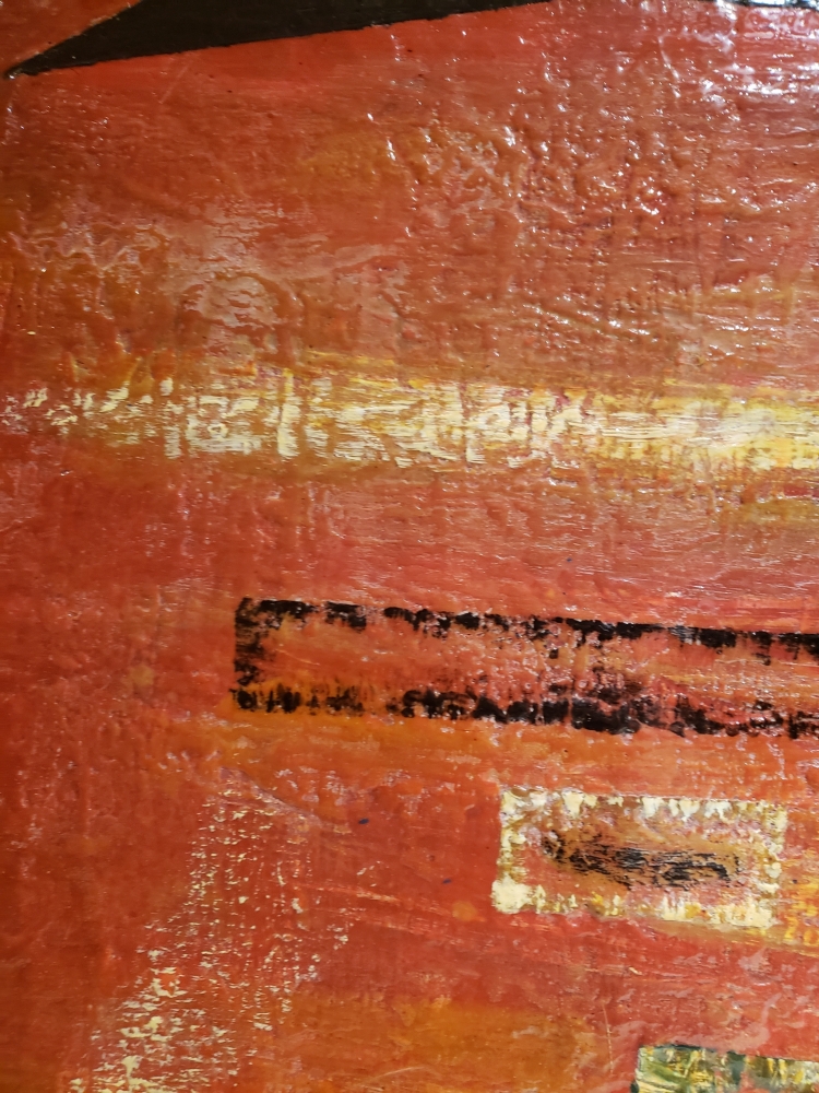 The basic of abstract, geometry, organic bees-wax on plywood 24X48 inch, SKU 2020