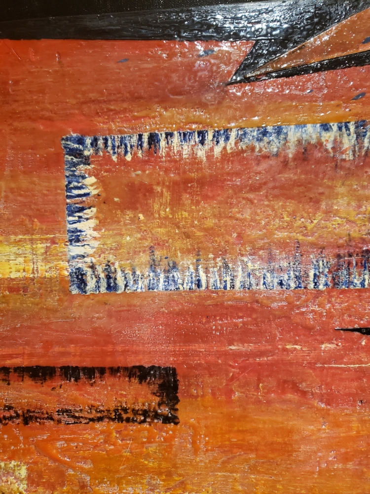 The basic of abstract, geometry, organic bees-wax on plywood 24X48 inch, SKU 2020