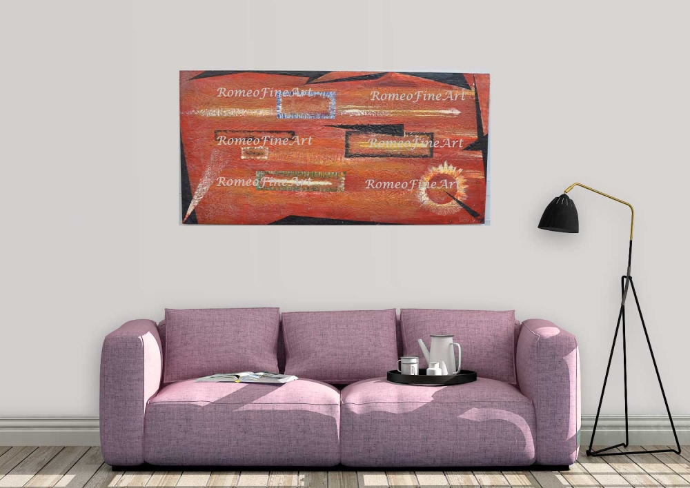 The basic of abstract, geometry, organic bees-wax on plywood 24X48 inch, SKU 2020