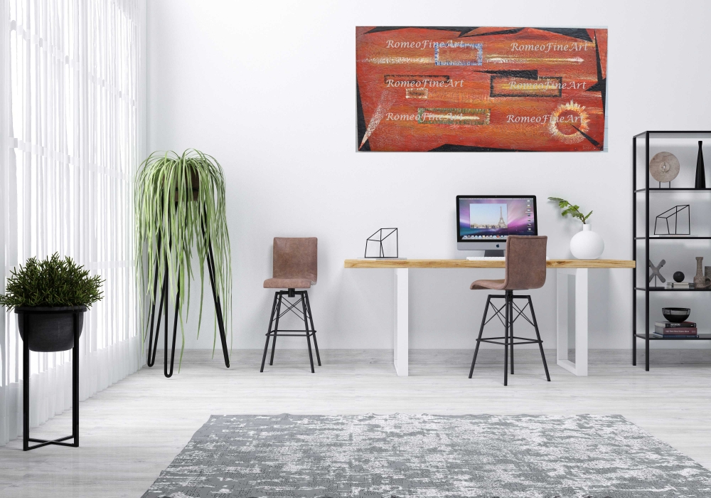 The basic of abstract, geometry, organic bees-wax on plywood 24X48 inch, SKU 2020