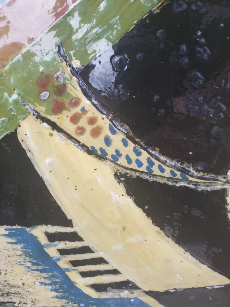 Nativity of Human beings, organic bees-wax on plywood, and gold leaf, 24HX48LX1 inch, SKU 2021 