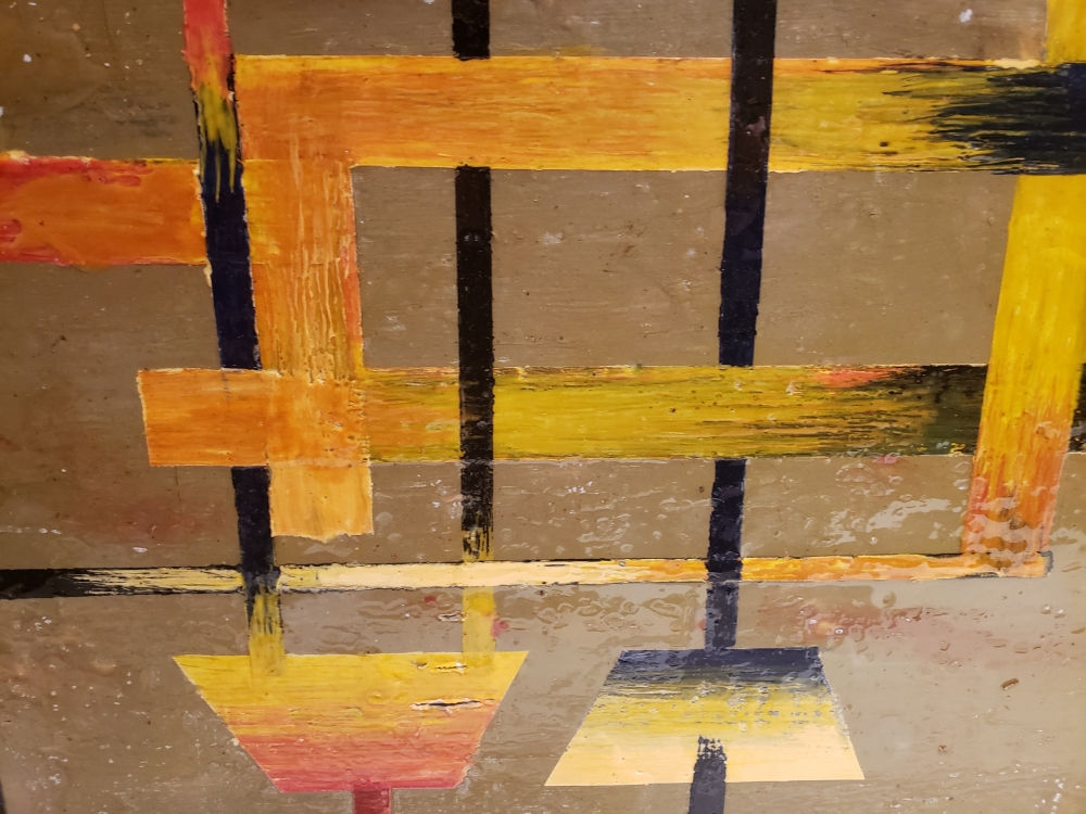 Connection @ cubism, organic bees-wax on plywood, 24X48X1 inch, SKU 2022 