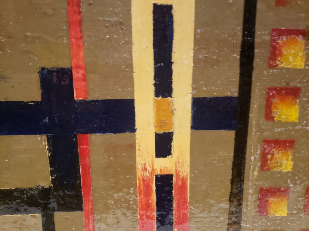 Connection @ cubism, organic bees-wax on plywood, 24X48X1 inch, SKU 2022 