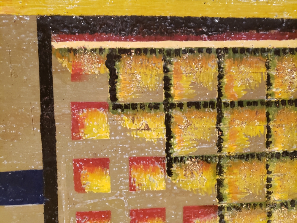 Connection @ cubism, organic bees-wax on plywood, 24X48X1 inch, SKU 2022 