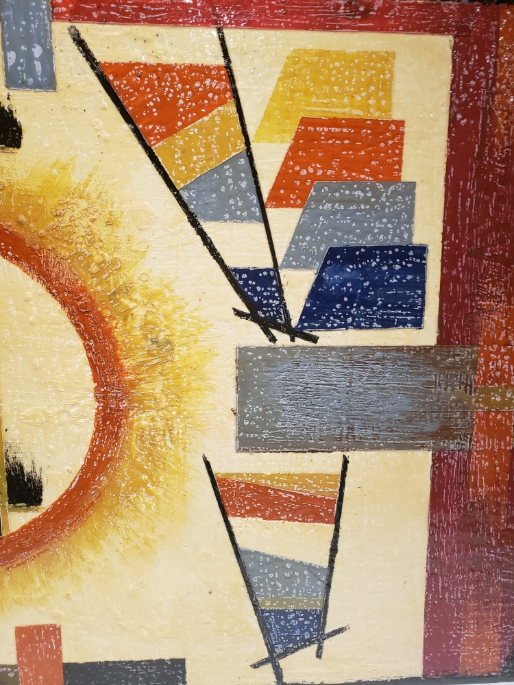 Space and time, with watch, bees-wax on board, 24X48 inch, SKU 2024 