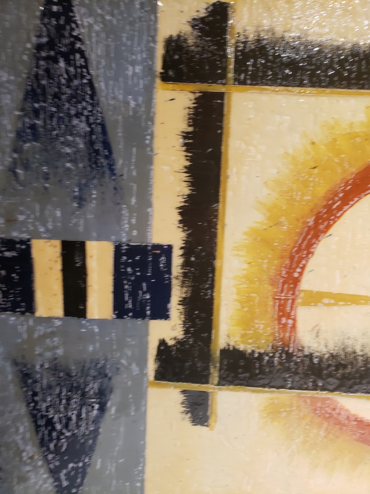 Space and time, with watch, bees-wax on board, 24X48 inch, SKU 2024 