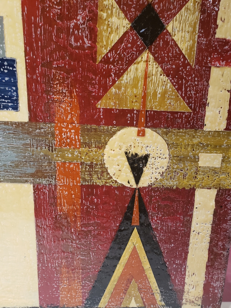 Space and time, with watch, bees-wax on board, 24X48 inch, SKU 2024 