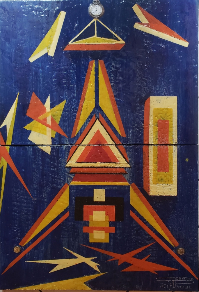 Trinity in love, organic beeswax on board, 2 elements, 36x24 inch,  SKU 2029   