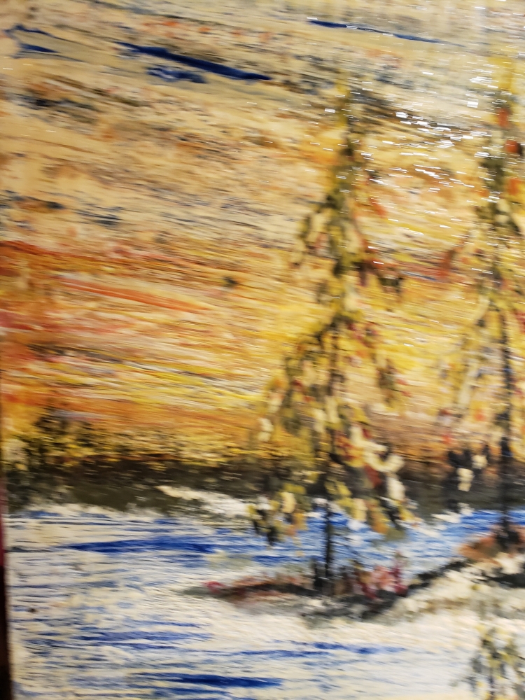 Landscape, Elephant Lake, Ontario,  organic beeswax on the playwood, 24x48 inch, 61x122 cm, SKU 2037 