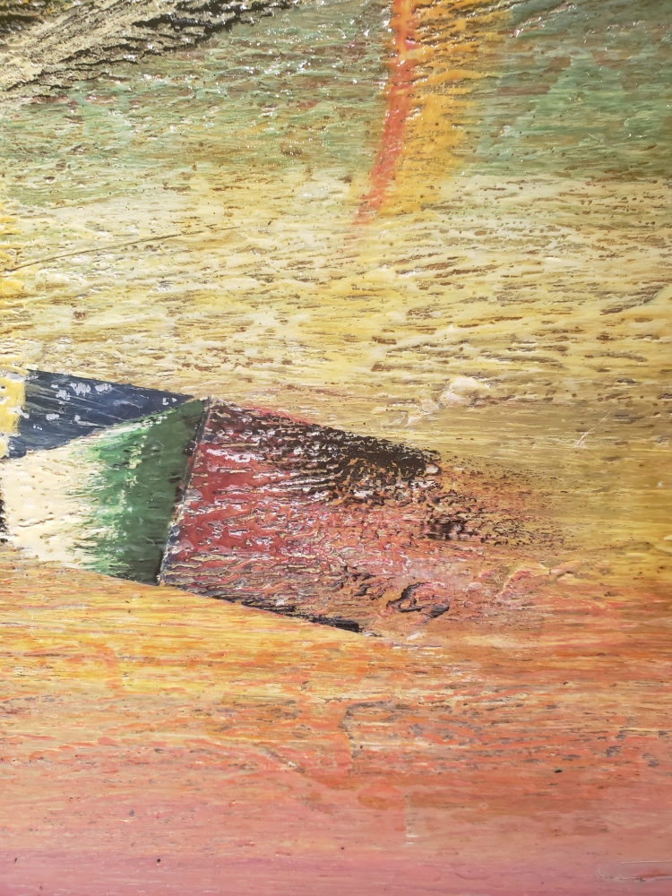 We are not alone in Universe, organic bees-wax on playwood, 24X48 inch, SKU 2038.