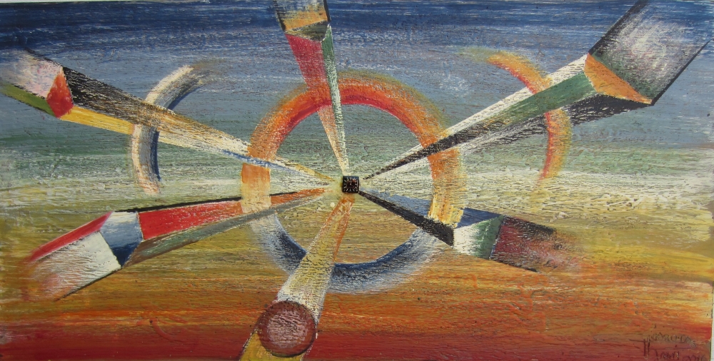 We are not alone in Universe, organic bees-wax on playwood, 24X48 inch, SKU 2038.