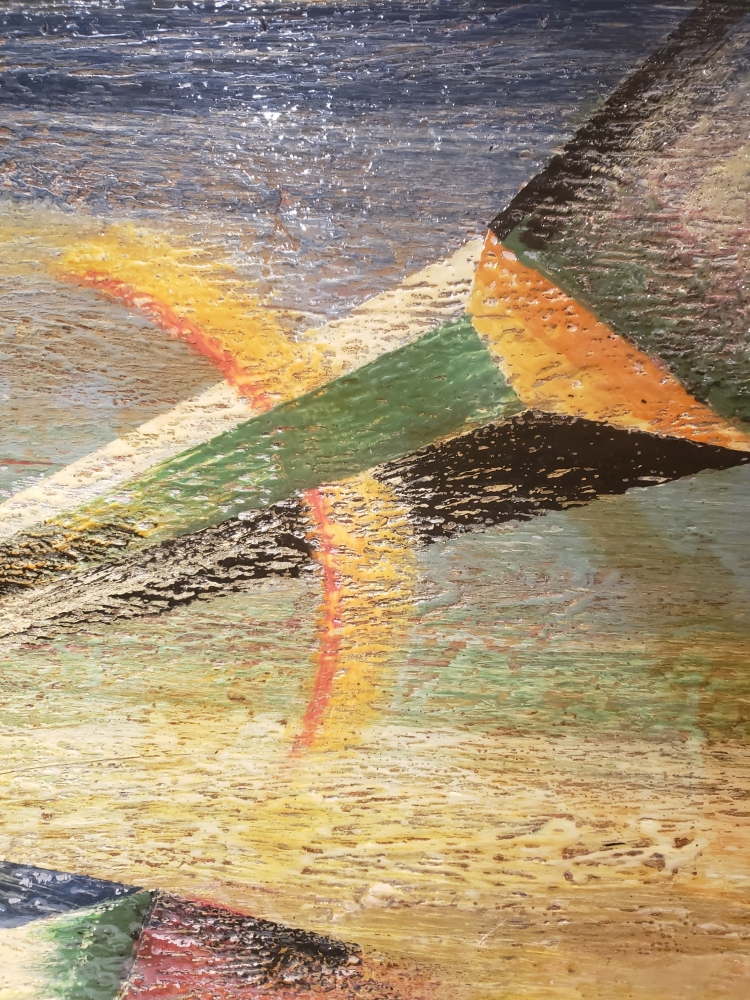 We are not alone in Universe, organic bees-wax on playwood, 24X48 inch, SKU 2038.