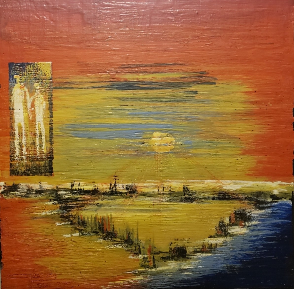 You and me, organic bees wax on board, 24x24 inch SKU 2063