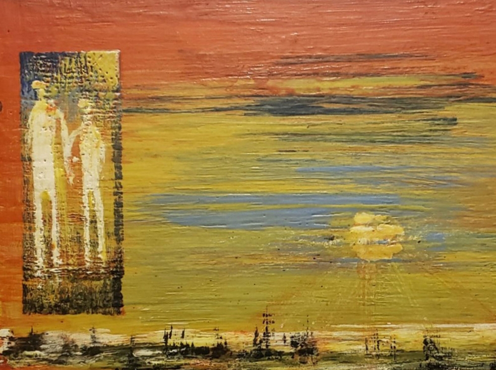 You and me, organic bees wax on board, 24x24 inch SKU 2063