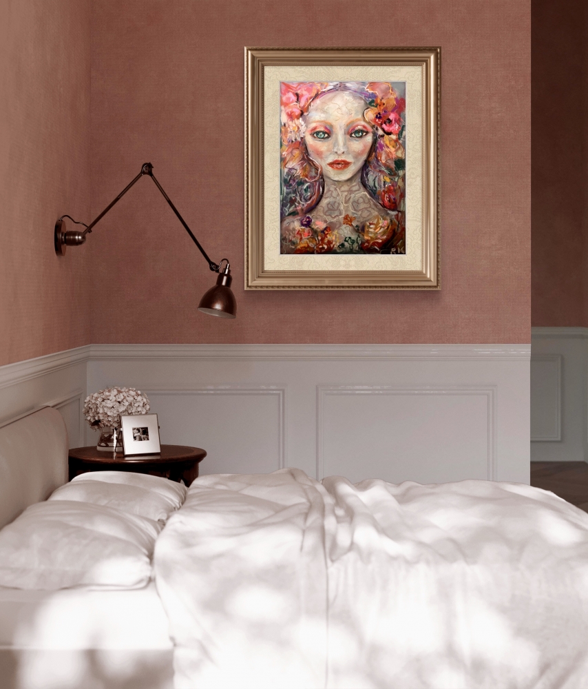 The Flowered Silence – Expressive Female Portrait