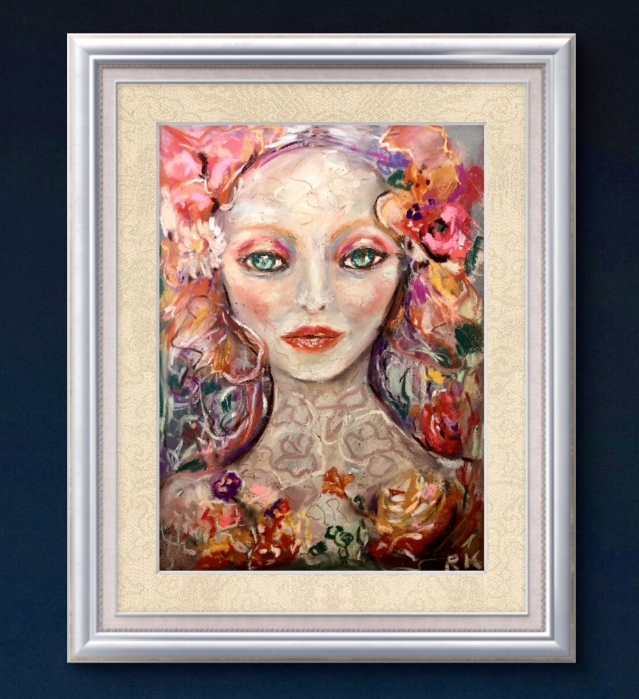 The Flowered Silence – Expressive Female Portrait