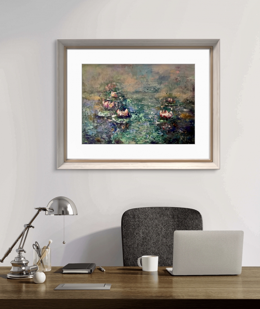 Where Time Rests – Original Textured Water Lily Painting