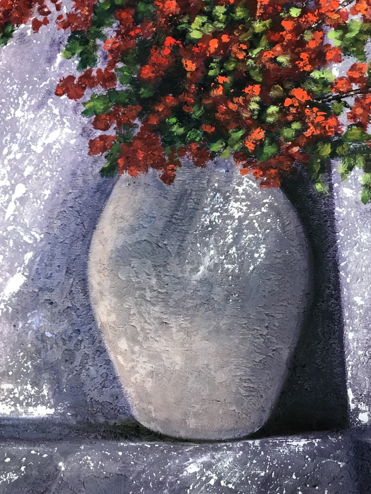 „Ruby Blossoms in Vase“