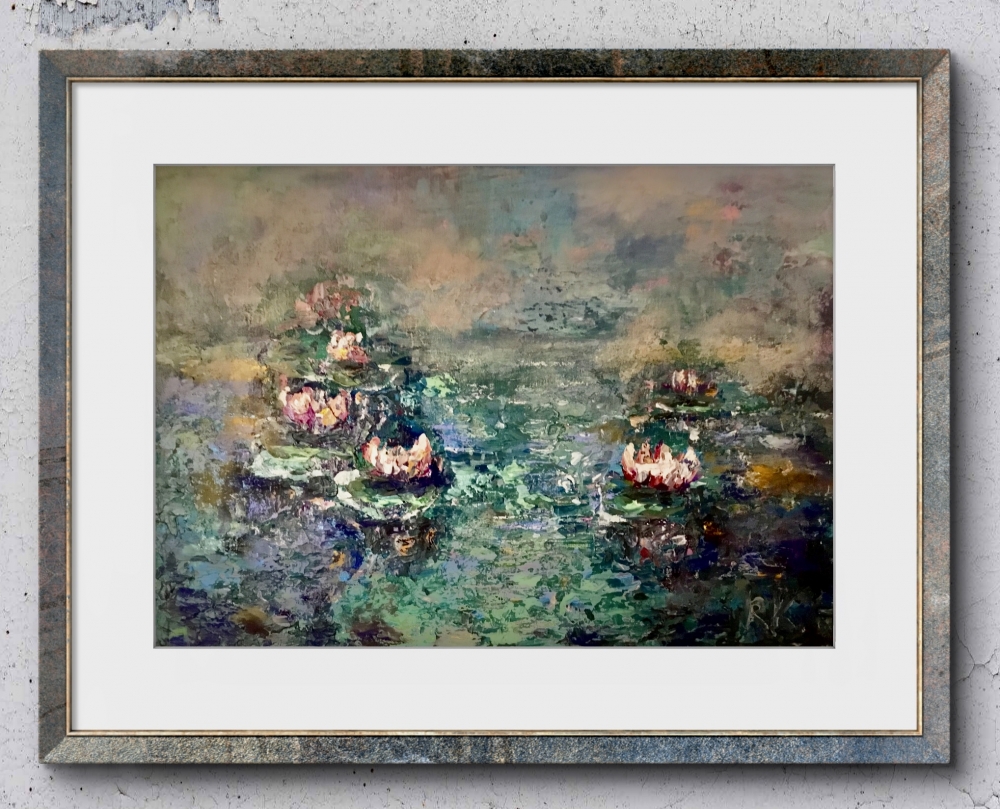 Where Time Rests – Original Textured Water Lily Painting