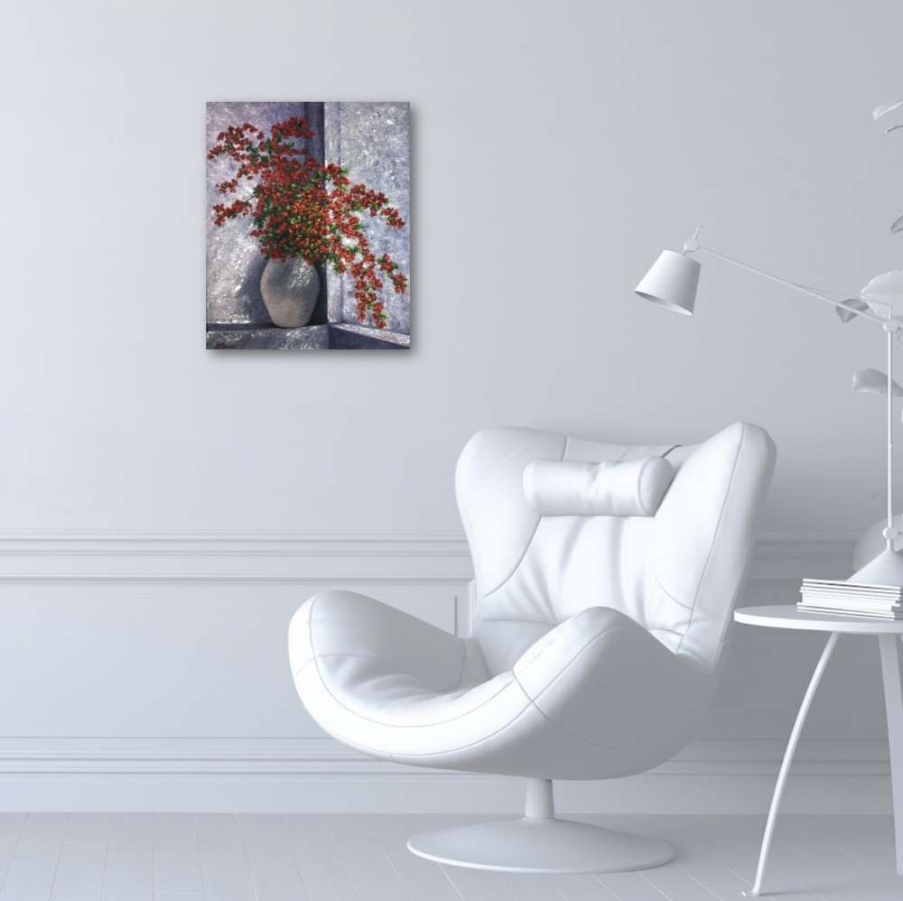 „Ruby Blossoms in Vase“