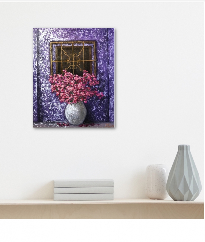 Sunlit Blossoms at the Window