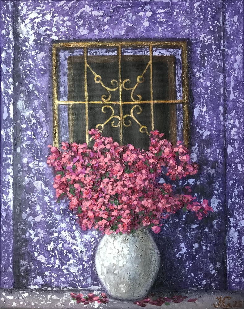 Sunlit Blossoms at the Window