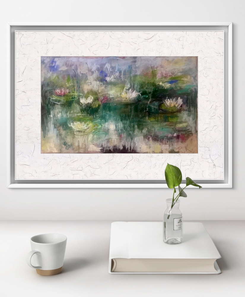 Floating Silence – Soft Pastel Lily Pond Painting