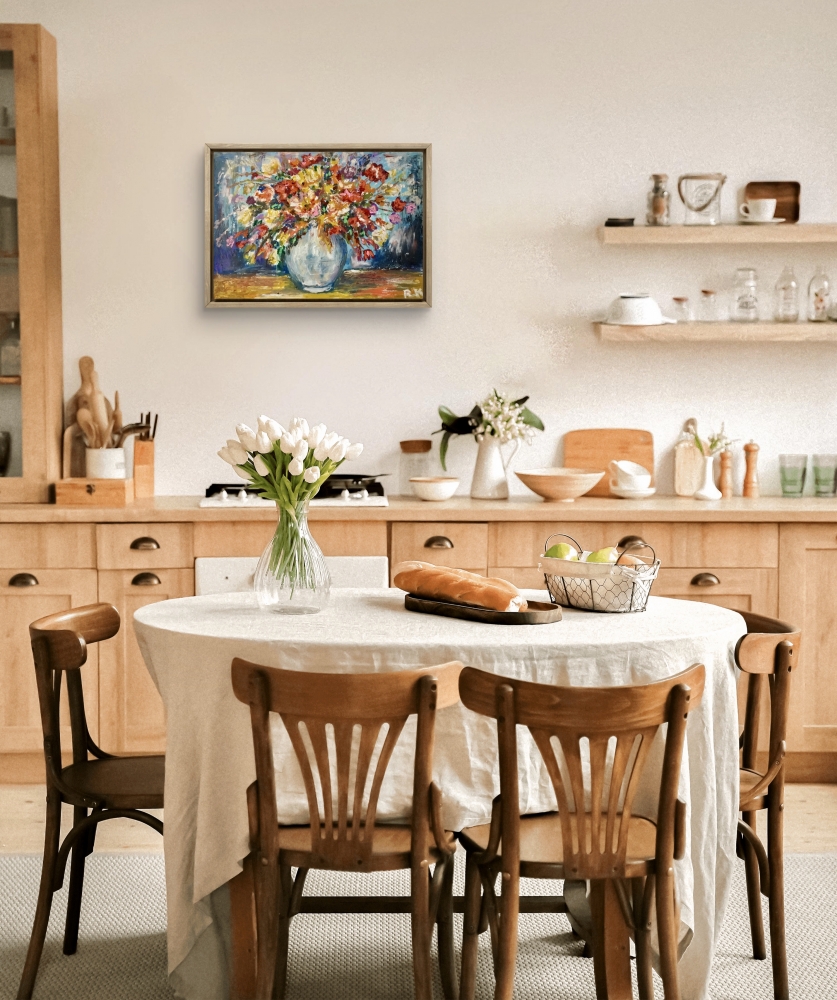 Dialogue of Bloom Original Diptych – Two Floral Paintings