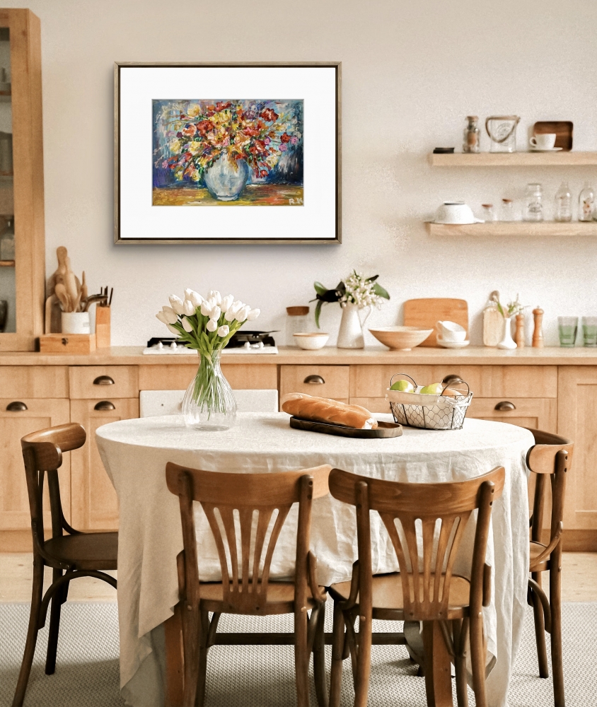 Dialogue of Bloom Original Diptych – Two Floral Paintings