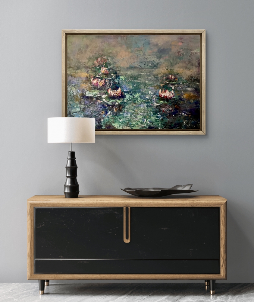 Where Time Rests – Original Textured Water Lily Painting