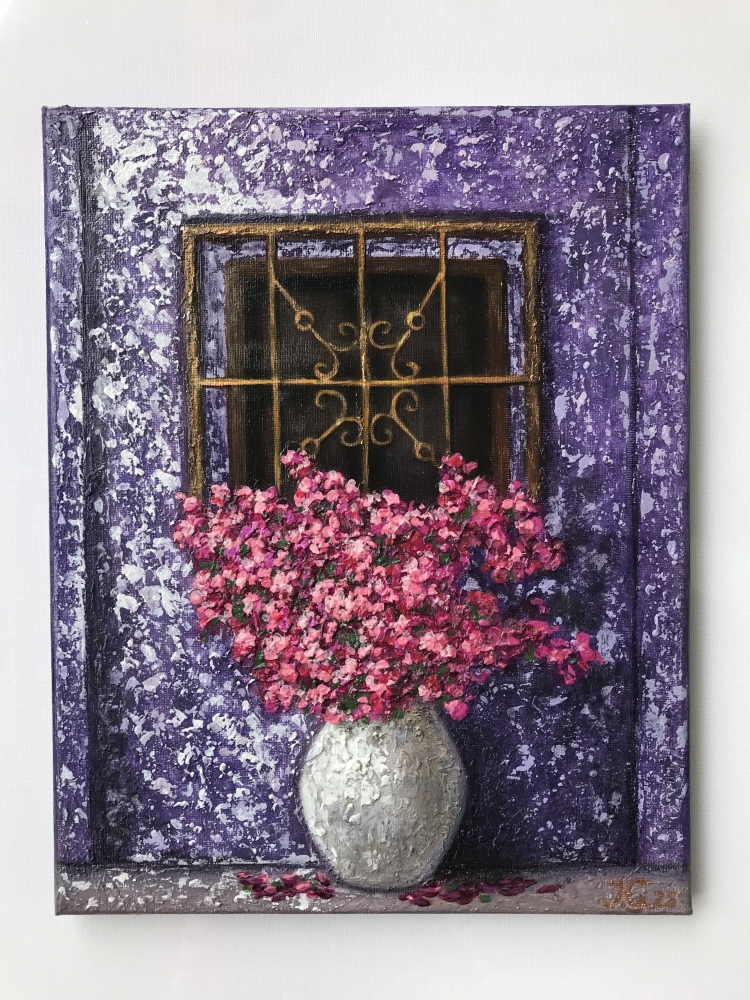 Sunlit Blossoms at the Window