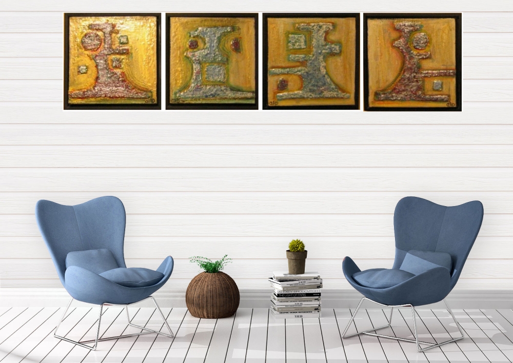 Faraons, and wifes, acrylic, 4 pieces, 12x48 inch, 