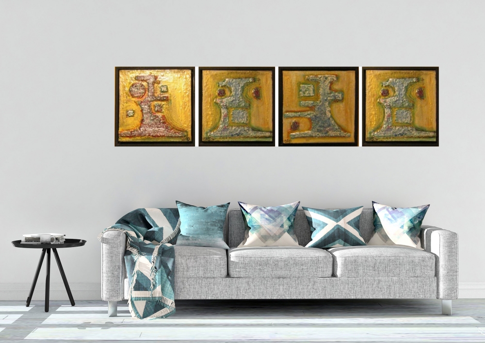 Faraons, and wifes, acrylic, 4 pieces, 12x48 inch, 