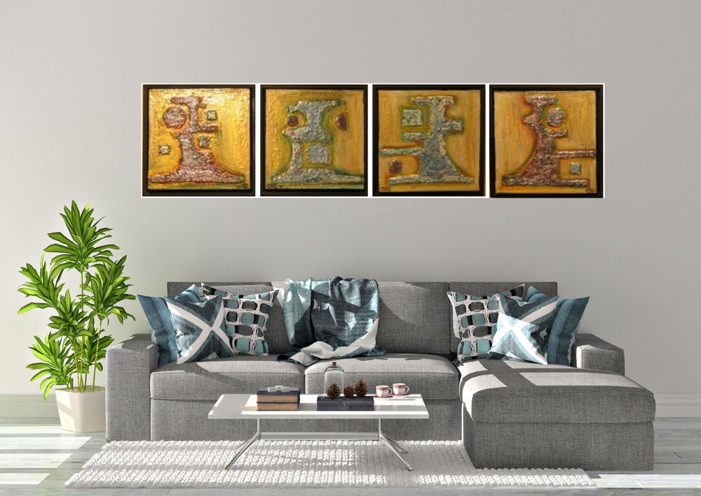 Faraons, and wifes, acrylic, 4 pieces, 12x48 inch, 