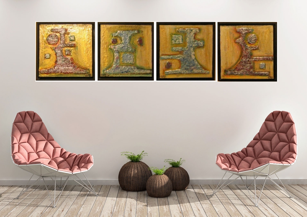 Faraons, and wifes, acrylic, 4 pieces, 12x48 inch, 