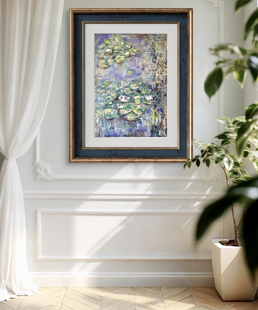 Blue Silence in Bloom Original Oil Painting on Canvas