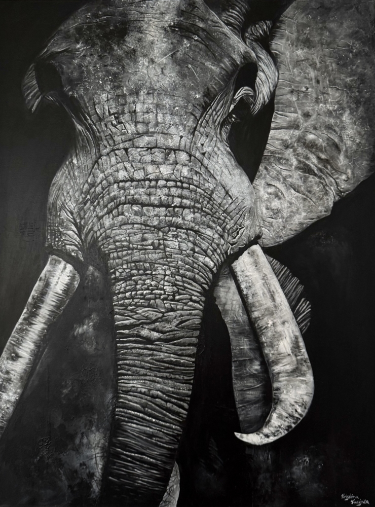 \"Ancient Wisdom\" Original Black & White Elephant Portrait